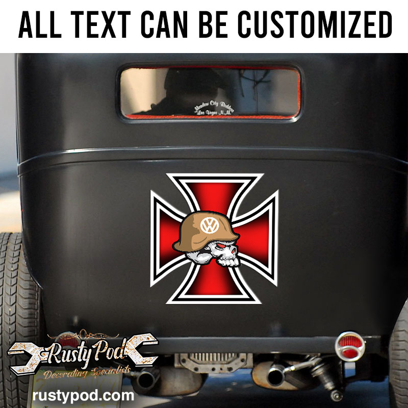 iron cross and skull sticker 10915